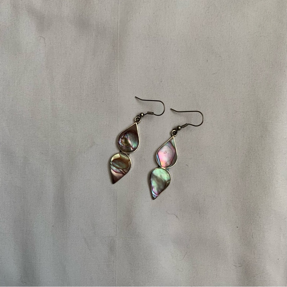 Vintage Sterling Silver and Abalone Earrings